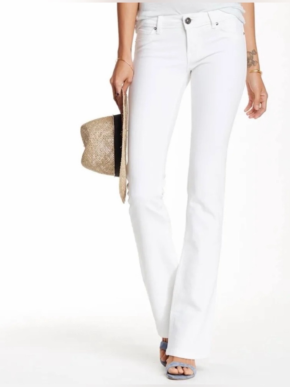 DL1961 Cindy Slim Boot Jeans Milk White Wash Size 29 Clean Girl Aesthetic Preppy